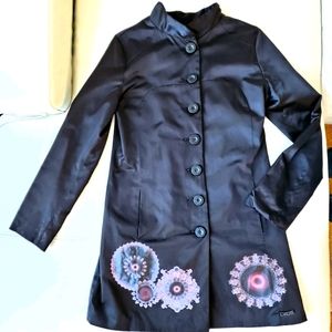 Desigual beautiful black satin trench coat